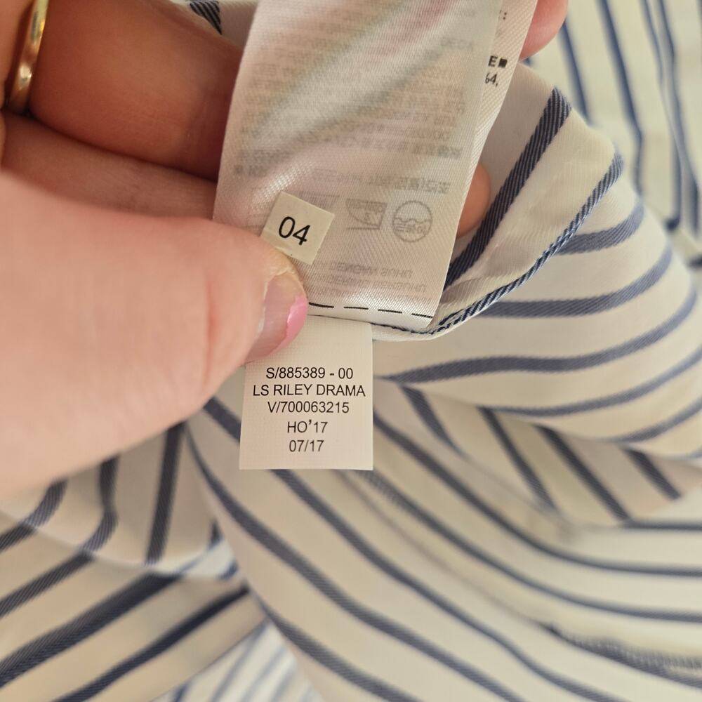 Banana Republic Riley-Fit Stripe Ruffle-Front Shirt 10P - Picture 9 of 11